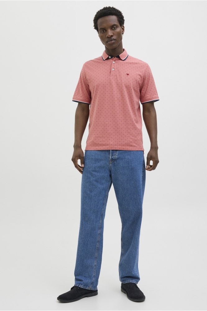 JPRPAULOS PLAY AOP BLU. SS POLO 12154548 Faded Rose/SLIM